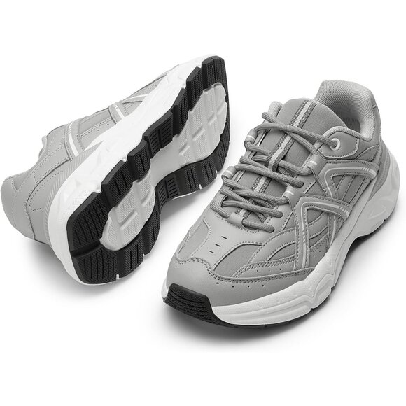 Dream Pairs Women Grey Platform Chunky Fashion Sneakers And Walking Shoes - Picture 5 of 8